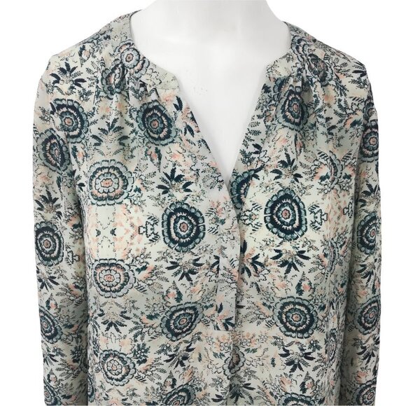 Maurices Sheer Popover Boho Blouse Size S Ethnic Floral Paisley 3/4 Sleeves - Picture 2 of 12